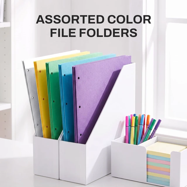 Alt view image 5 of 7 - Two Pocket Folders, 50 Pack File Folders with Business Card Slot, Textured Paper, Fit Letter Size Paper, Paper File Folder for School Office Home Business, White