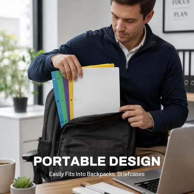 Alt view image 6 of 7 - Two Pocket Folders, 50 Pack File Folders with Business Card Slot, Textured Paper, Fit Letter Size Paper, Paper File Folder for School Office Home Business, White