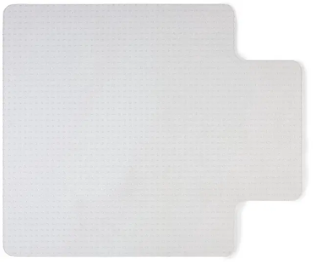 Main image of Office Chair Mat, Clear, 53x45 Inch, Flat-Pile Carpet, with Lip Extended under-desk coverage and smooth glide for carpeted office floors