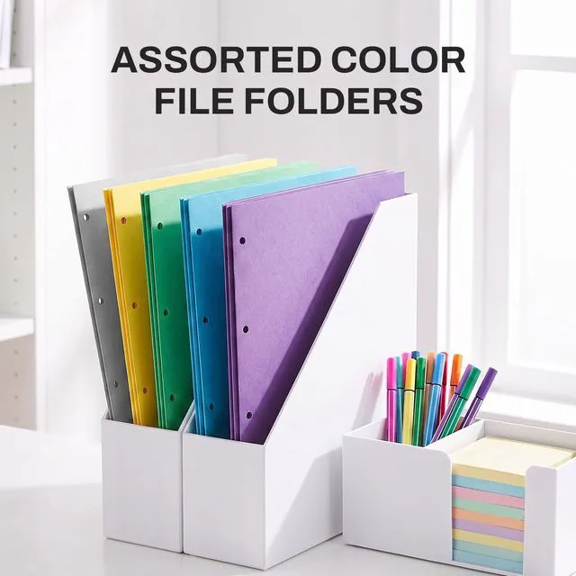 Alt view image 5 of 7 - Two Pocket Folders, 50 Pack File Folders with Business Card Slot, Textured Paper, Fit Letter Size Paper, Paper File Folder for School Office Home Business, Gray