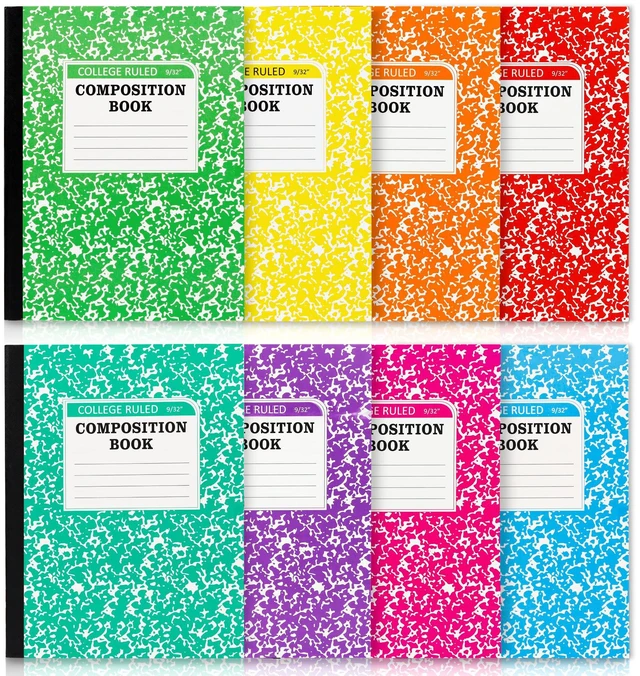 Main image of Composition Notebook, 8 Pack 8 Pastel Colors College Ruled Composition Books Bulk, Marble Cover Notepad Lined Cute Journal Notebooks for School Supplies Notes Taking Writing, 9.75 X 7.5 in