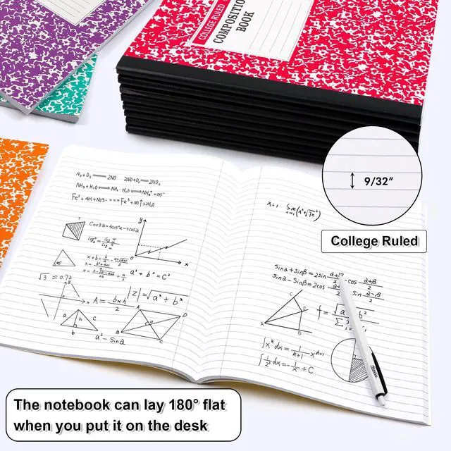 Alt view image 2 of 7 - Composition Notebook, 8 Pack 8 Pastel Colors College Ruled Composition Books Bulk, Marble Cover Notepad Lined Cute Journal Notebooks for School Supplies Notes Taking Writing, 9.75 X 7.5 in