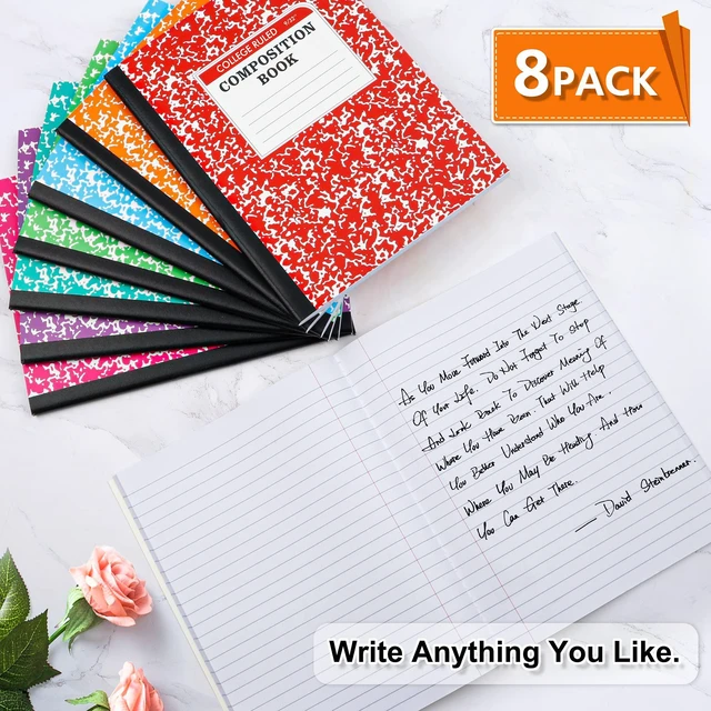 Alt view image 4 of 7 - Composition Notebook, 8 Pack 8 Pastel Colors College Ruled Composition Books Bulk, Marble Cover Notepad Lined Cute Journal Notebooks for School Supplies Notes Taking Writing, 9.75 X 7.5 in
