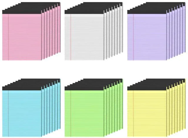 Main image of 48 Pack Colored Legal Pads, Yellow Legal Pads 8.5 x 11 Note Pads Wide Ruled Wide Ruled, Notepads 8.5x11 with Sturdy Back, Perforated Writing Paper Pads, Colored Lined Pads for Office, School, Home