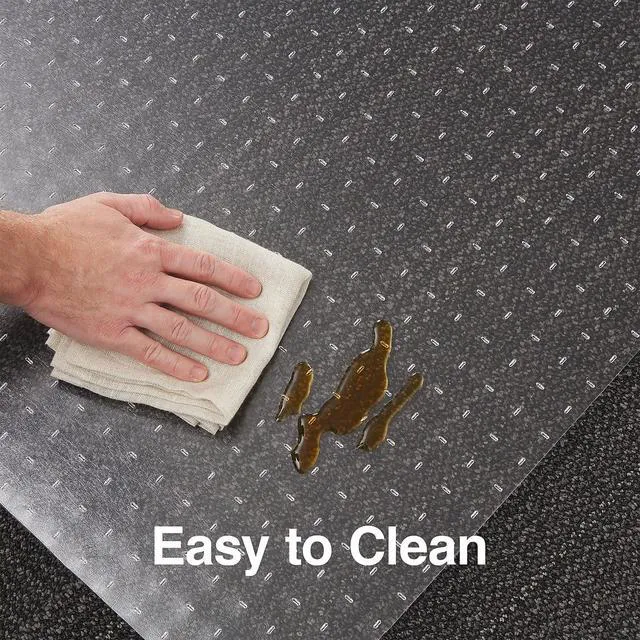 Alt view image 4 of 5 - Office Chair Mat, Clear, 53x45 Inch, Flat-Pile Carpet, with Lip Extended under-desk coverage and smooth glide for carpeted office floors