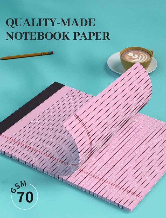 Alt view image 4 of 7 - 48 Pack Colored Legal Pads, Yellow Legal Pads 8.5 x 11 Note Pads Wide Ruled Wide Ruled, Notepads 8.5x11 with Sturdy Back, Perforated Writing Paper Pads, Colored Lined Pads for Office, School, Home