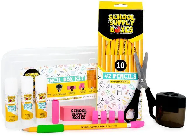 Alt view image 2 of 7 - Back to Box Grades K-5 32 Piece Supplies Kit Includes Markers, Crayons, Pencils, Scissors, Folders, Glue Sticks, Notebook, and Composition Book