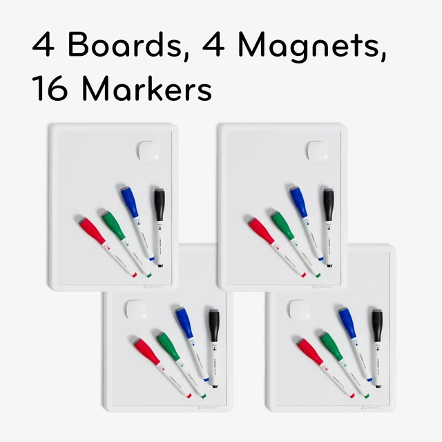Alt view image 3 of 6 - Contempo Magnetic Dry Erase Board White Board Bundle, 8.5" x 11", White Modern Frame, Includes 4 Boards, 16 Markers and 4 Magnets