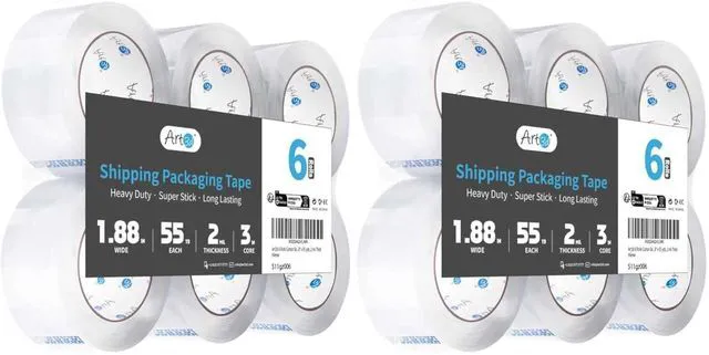 Main image of 6 Rolls Carton Sealing Tape Heavy Duty, Clear Packing Tape, 1.88" x 55 yds, 2 mil Thick, (Pack of 2)