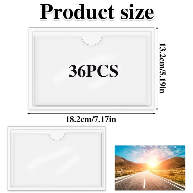 Alt view image 2 of 7 - 36 Pack Adhesive Index Card Pockets 5 x 7, Clear Top-Loading Holders Clear Pvc, Removable Adhesive, Fits Bins/Shelves/Totes, Protects Cards From Dust And Fingerprints