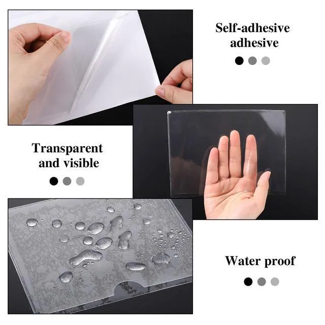 Alt view image 3 of 7 - 36 Pack Adhesive Index Card Pockets 5 x 7, Clear Top-Loading Holders Clear Pvc, Removable Adhesive, Fits Bins/Shelves/Totes, Protects Cards From Dust And Fingerprints