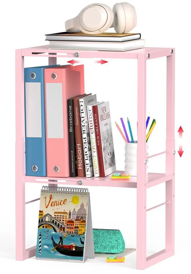 Main image of Locker Organizer Shelf Pink, Metal Adjustable Width and Height, Ideal Locker for School, Office, and Gym Lockers, Locker Shelves Organization Accessories