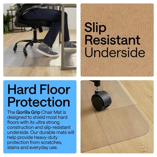 Alt view image 3 of 7 - Office Chair Mat for Hardwood, Heavy Duty, 36x48 Clear Lip Easy Glide Slip Resistant Mats Under Desk, Hardwood Floor Protector for Work and Gaming Rolling Chairs, Computer Accessories