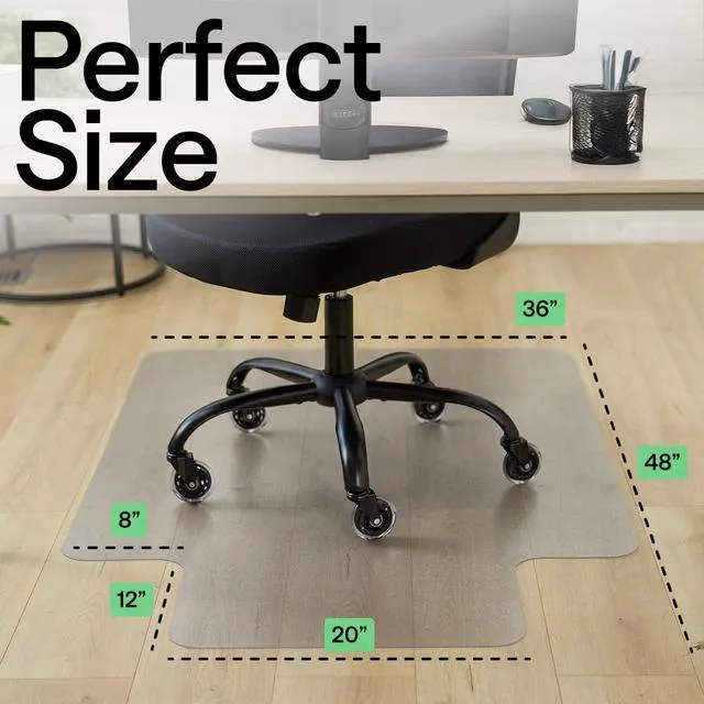 Alt view image 6 of 7 - Office Chair Mat for Hardwood, Heavy Duty, 36x48 Clear Lip Easy Glide Slip Resistant Mats Under Desk, Hardwood Floor Protector for Work and Gaming Rolling Chairs, Computer Accessories