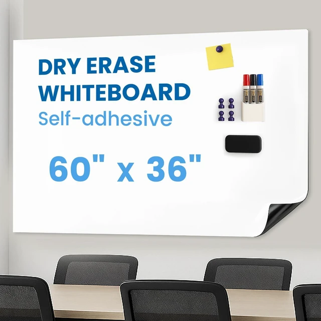 Main image of Magnetic Whiteboard for Wall 60" x 36, Self-Adhesive Magnetic Dry Erase White Board Sticker, Peel and Stick Wallpaper, Easy to Write and Clean for Office Home Playroom