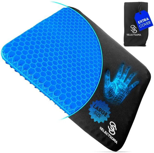 Main image of Large Gel Seat Cushion for Long Sitting, Pressure Relief for Back and Hips