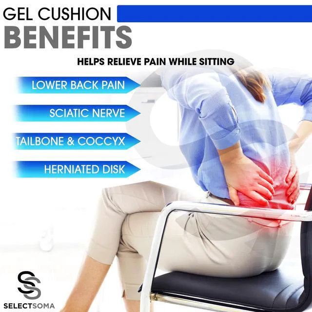 Alt view image 2 of 7 - Large Gel Seat Cushion for Long Sitting, Pressure Relief for Back and Hips