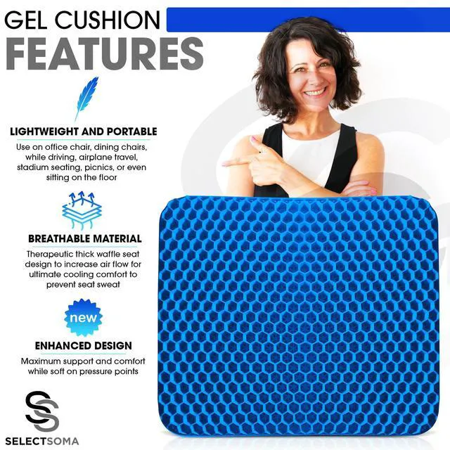 Alt view image 5 of 7 - Large Gel Seat Cushion for Long Sitting, Pressure Relief for Back and Hips