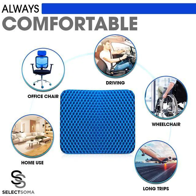 Alt view image 6 of 7 - Large Gel Seat Cushion for Long Sitting, Pressure Relief for Back and Hips