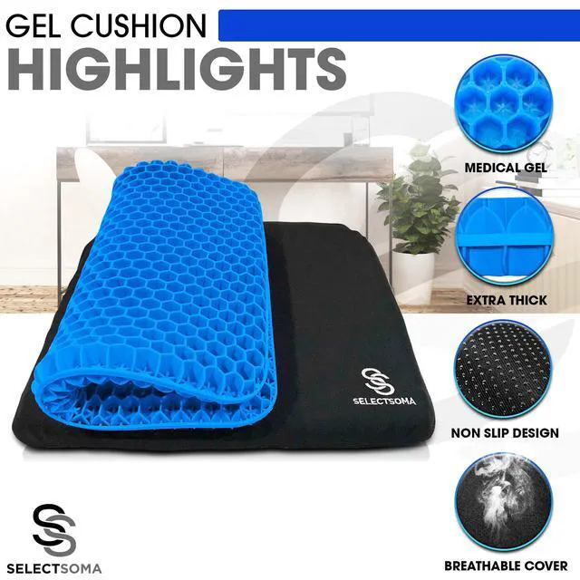 Alt view image 7 of 7 - Large Gel Seat Cushion for Long Sitting, Pressure Relief for Back and Hips
