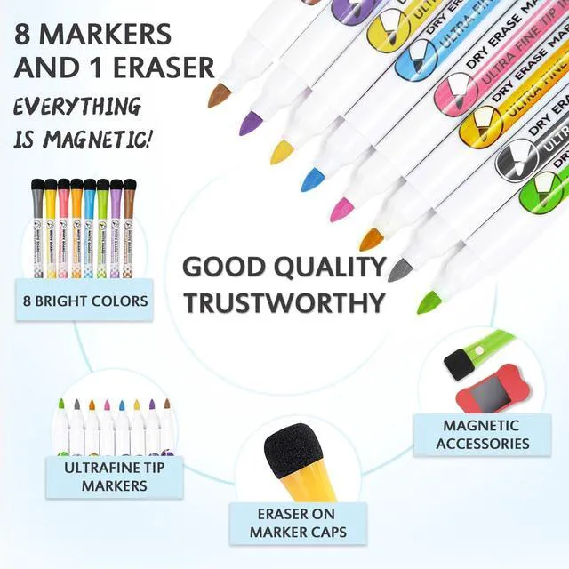 Alt view image 5 of 5 - Magnetic Dry Erase Calendar Whiteboard Set (5-Pack) Includes Monthly Planner, Weekly Planner, Meal Organizer, Conversion Chart, Shopping List 8 Markers & Eraser for Family Organization