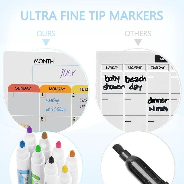 Alt view image 3 of 5 - Magnetic Dry Erase Calendar Whiteboard Set (5-Pack) Includes Monthly Planner, Weekly Planner, Meal Organizer, Conversion Chart, Shopping List 8 Markers & Eraser for Family Organization