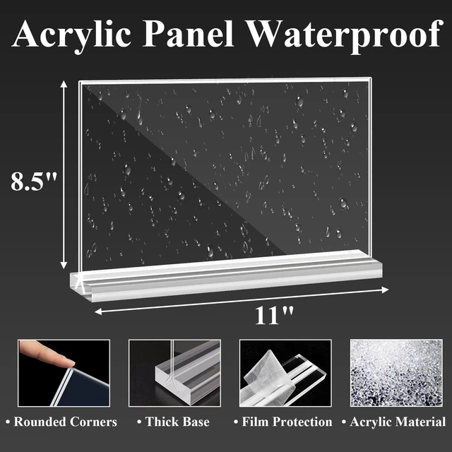 Alt view image 4 of 6 - Acrylic Sign Holder 8.5x11 Inches 6 Pack Horizontal, T -Shaped Double Sided Clear Paper Frames, PlasticTable Menu Display Holder, Document Flyer Table Stand for Office, Store, Restaurant