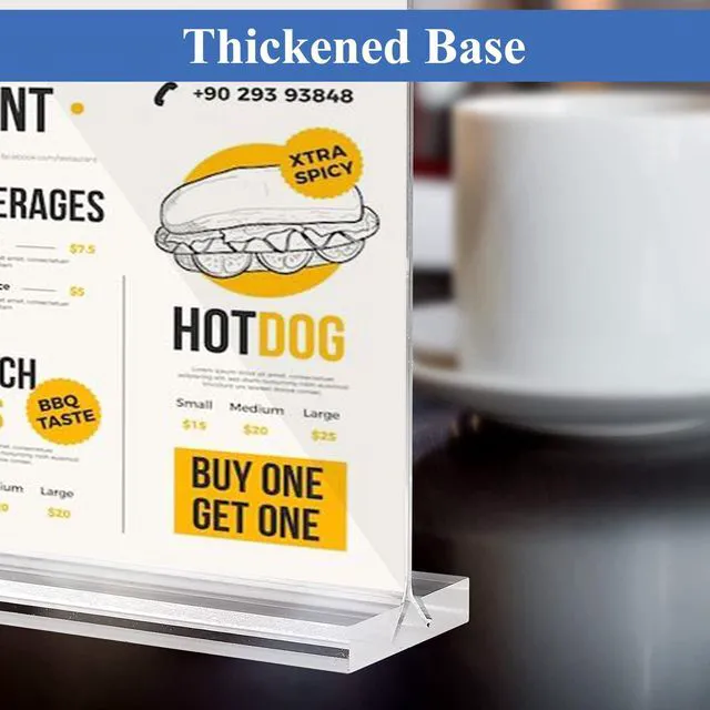 Alt view image 6 of 6 - Acrylic Sign Holder 8.5x11 Inches 6 Pack Horizontal, T -Shaped Double Sided Clear Paper Frames, PlasticTable Menu Display Holder, Document Flyer Table Stand for Office, Store, Restaurant
