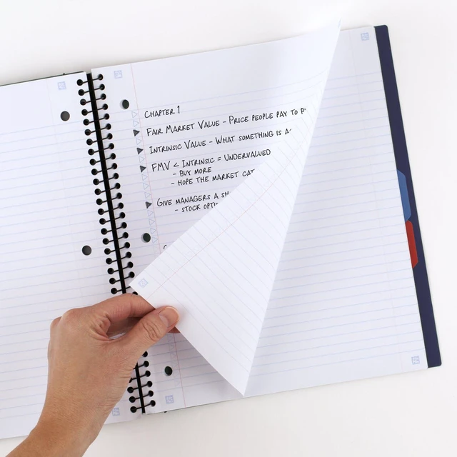Alt view image 4 of 7 - Advance Spiral Notebook + Study App, 3 Subject, College Ruled Paper, 8-1/2" x 11", 150 Sheets, Spiral Guard, Movable Tabbed Dividers, Pacific Blue (73138)