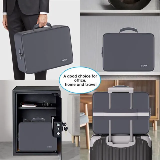 Alt view image 6 of 7 - Fireproof Document Organizer Bag with Lock Accordion File Folder 5200 Multi-Layer File Organizer Box with Lock,Heat Insulated, Water Resistant, Safe Storage for Home Office Travel, Gray