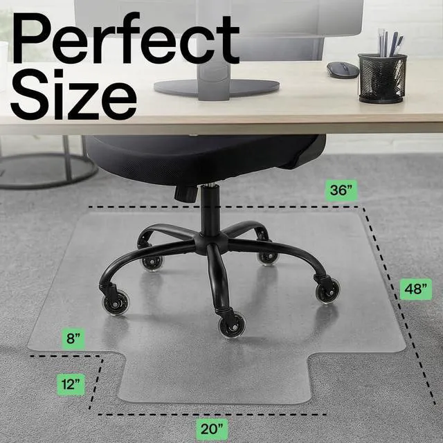 Alt view image 6 of 7 - Office Chair Mat for Carpet Floors, Heavy Duty 36x48 Clear Lip Easy Glide Slip Resistant Mats Under Desk, Carpeted Floor Protector for Work and Gaming Rolling Chairs, Computer Accessories