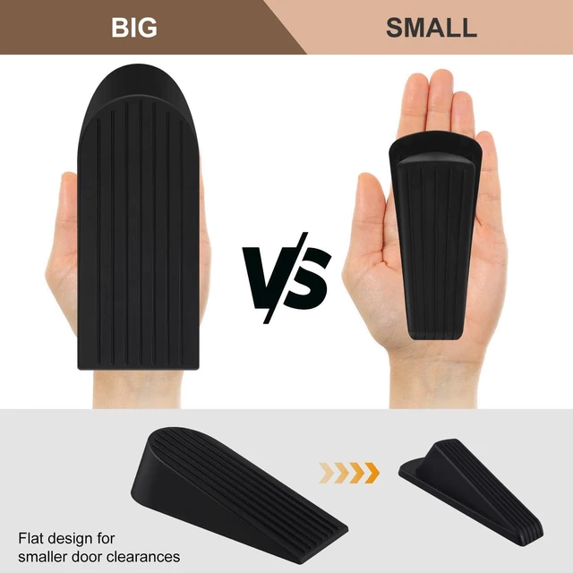 Alt view image 3 of 7 - Big Door Stoppers for Bottom of Door on Floor, Premium Big Rubber Door Stop Wedge, Floor Sturdy Stackable Door Stops for Carpet Heavy Duty Door, Door Gaps (Big 2 Pack, Black)