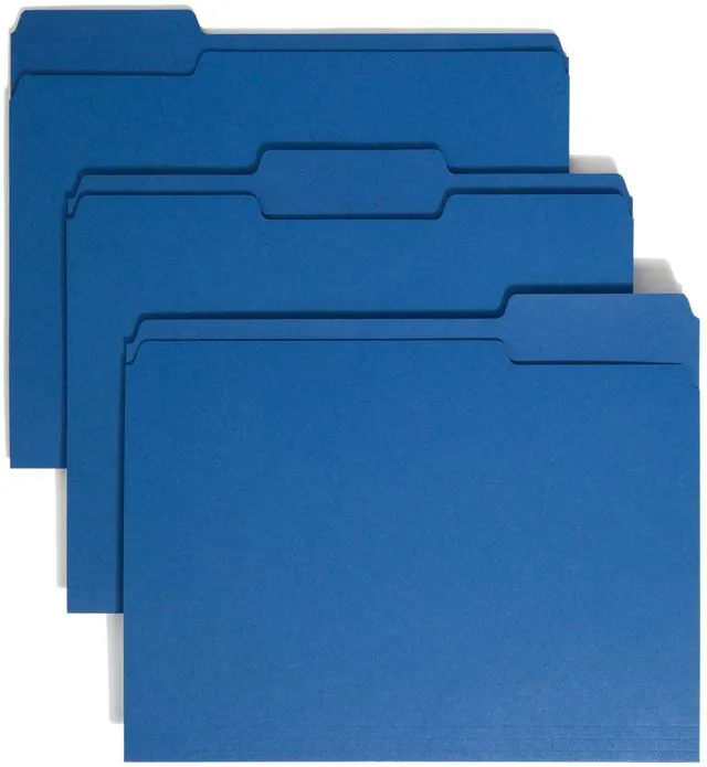 Main image of File Folder, 1/3-Cut Tab, Assorted Positions, Letter Size, Navy, 100 per Box (13193)