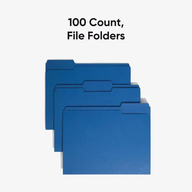 Alt view image 3 of 7 - File Folder, 1/3-Cut Tab, Assorted Positions, Letter Size, Navy, 100 per Box (13193)