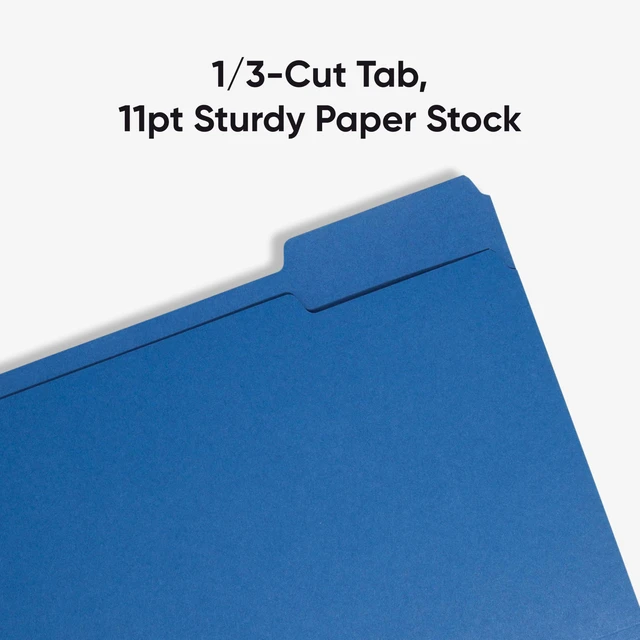Alt view image 4 of 7 - File Folder, 1/3-Cut Tab, Assorted Positions, Letter Size, Navy, 100 per Box (13193)