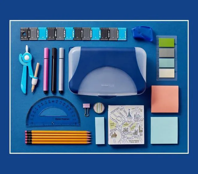 Alt view image 7 of 7 - by Bostitch Hard Pencil Case, Durable Plastic Pencil Box, Kid-Friendly Design, Navy & Clear