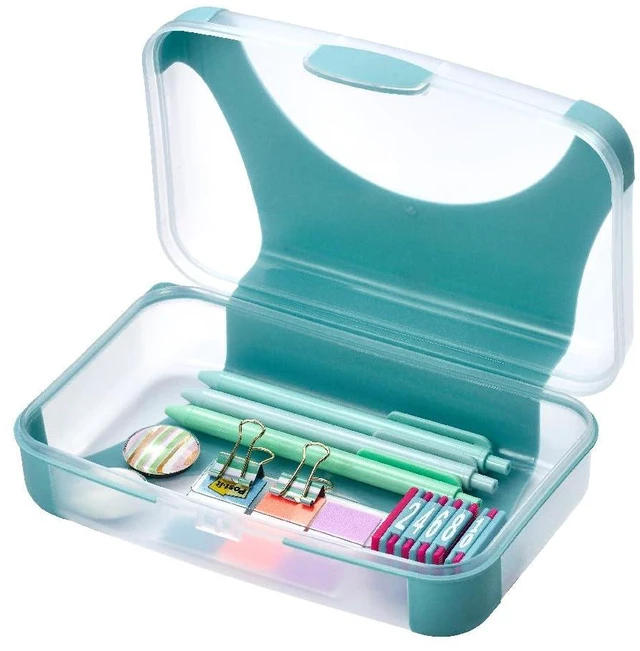 Main image of by Bostitch Hard Pencil Case, Durable Plastic Pencil Box, Kid-Friendly Design, Teal & Clear