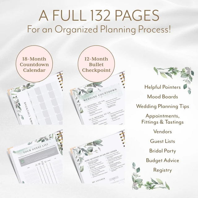 Alt view image 4 of 7 - Wedding Planner Book and Organizer - Wedding Planner Book - Bridal Planning Binder with Countdown Calendar - Bride Gifts - (FLORAL)