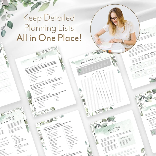 Alt view image 5 of 7 - Wedding Planner Book and Organizer - Wedding Planner Book - Bridal Planning Binder with Countdown Calendar - Bride Gifts - (FLORAL)