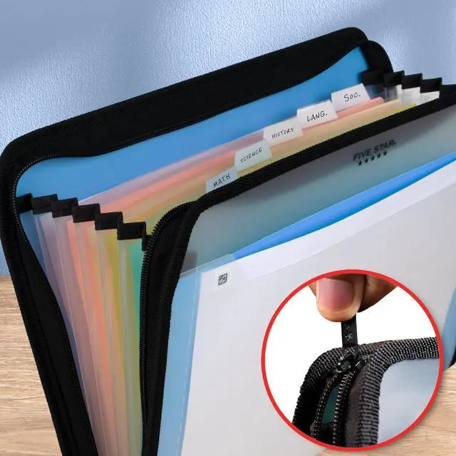 Alt view image 4 of 7 - Expanding File Organizer + Study App, 7-Pocket Accordian File Organizer, Zipper Closure, Holds 8.5" x 11" Paper, Blue (Color May Vary) (350099B)