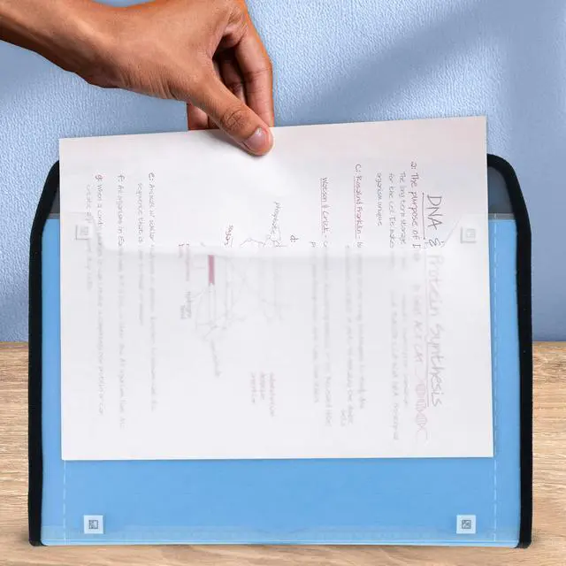 Alt view image 5 of 7 - Expanding File Organizer + Study App, 7-Pocket Accordian File Organizer, Zipper Closure, Holds 8.5" x 11" Paper, Blue (Color May Vary) (350099B)