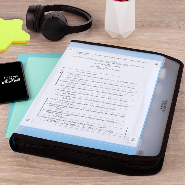 Alt view image 6 of 7 - Expanding File Organizer + Study App, 7-Pocket Accordian File Organizer, Zipper Closure, Holds 8.5" x 11" Paper, Blue (Color May Vary) (350099B)