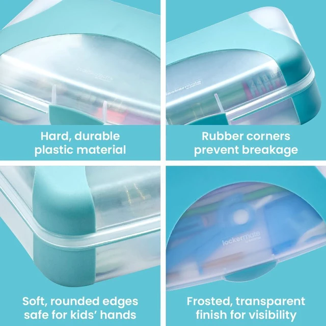 Alt view image 5 of 7 - by Bostitch Hard Pencil Case, Durable Plastic Pencil Box, Kid-Friendly Design, Teal & Clear