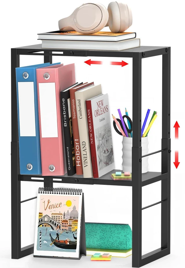 Main image of Locker Organizer Shelf, Metal Adjustable Width and Height, Ideal Locker for School, Office, and Gym Lockers, Extends Locker Storage Organization, Black