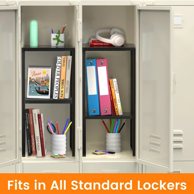 Alt view image 3 of 6 - Locker Organizer Shelf, Metal Adjustable Width and Height, Ideal Locker for School, Office, and Gym Lockers, Extends Locker Storage Organization, Black