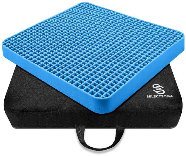Main image of Travel Gel Seat Cushion for Long Sitting, Pressure Relief with Carry Handle Foldable cooling gel cushion with a carry handle for car, plane and office. Eases tailbone and back pressure