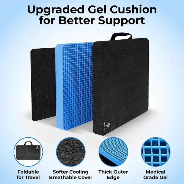 Alt view image 6 of 7 - Travel Gel Seat Cushion for Long Sitting, Pressure Relief with Carry Handle Foldable cooling gel cushion with a carry handle for car, plane and office. Eases tailbone and back pressure