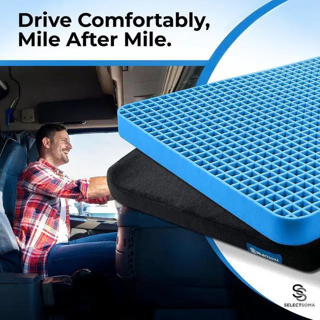 Alt view image 7 of 7 - Travel Gel Seat Cushion for Long Sitting, Pressure Relief with Carry Handle Foldable cooling gel cushion with a carry handle for car, plane and office. Eases tailbone and back pressure