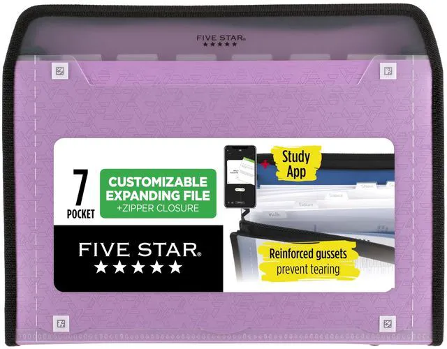 Main image of Expanding File Organizer + Study App, 7-Pocket Accordian File Organizer, Zipper Closure, Holds 8-1/2" x 11" Paper, Amethyst Purple (350099G-ECM)