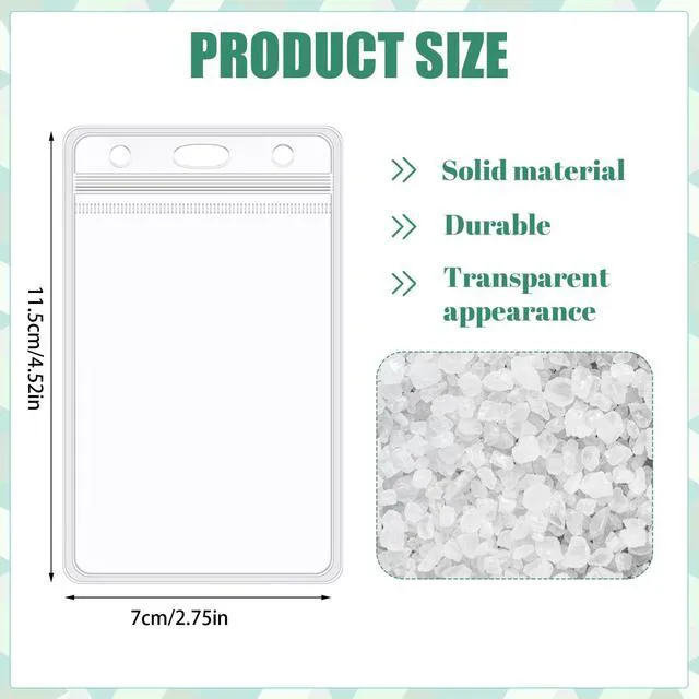 Alt view image 2 of 7 - 400 Pack Vertical Id Badge Holders, Clear Waterproof PVC, 4.5 x 2.7 in Resealable Zip Closure, Transparent And Scannable, Soft Durable Pvc, Fits Id Cards, Name Tags, Work And School Use